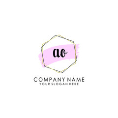 AO Initial handwriting logo template vector