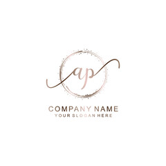 Obraz premium AP Initial handwriting logo template vector