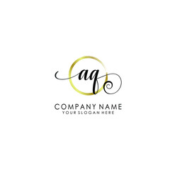 AQ Initial handwriting logo template vector
