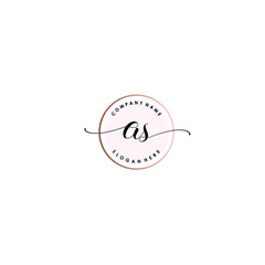 AS Initial handwriting logo template vector