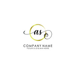AS Initial handwriting logo template vector