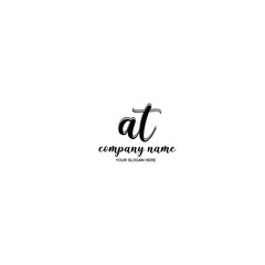 AT Initial handwriting logo template vector
