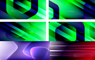 Collection of technology geometric abstract backgrounds for covers, banners, flyers and posters and other templates