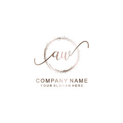 AW Initial handwriting logo template vector
