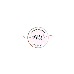 AW Initial handwriting logo template vector
