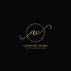 AV Initial handwriting logo template vector
