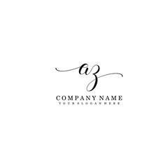 AZ Initial handwriting logo template vector

