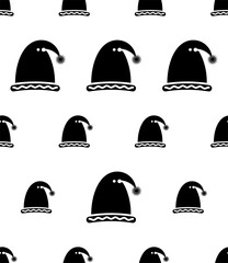 Fototapeta premium Santa Hat Icon Seamless Pattern, Santa Claus Suit Hat, Fur Head Wear