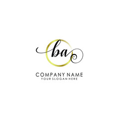 BA Initial handwriting logo template vector
