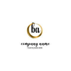 BA Initial handwriting logo template vector
