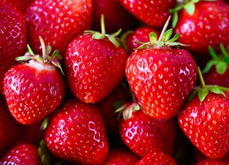 freshly harvested strawberry top view..  strawberry background. 
