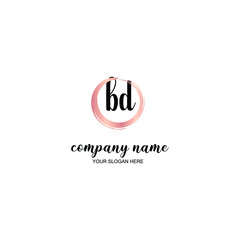 BD Initial handwriting logo template vector