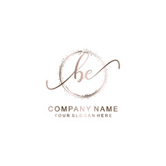 BE Initial handwriting logo template vector