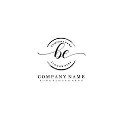 BE Initial handwriting logo template vector