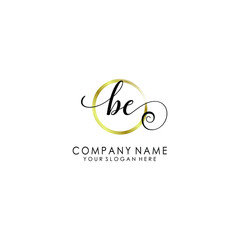BE Initial handwriting logo template vector