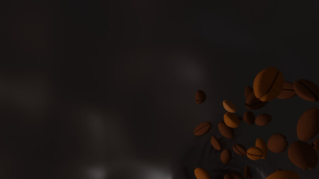 Coffee Beans Drop Down 3d Render