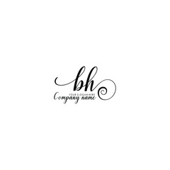 BH Initial handwriting logo template vector