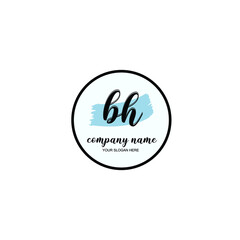 BH Initial handwriting logo template vector