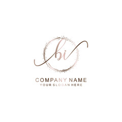 BI Initial handwriting logo template vector