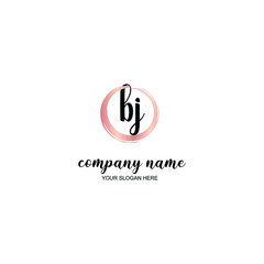 BJ Initial handwriting logo template vector