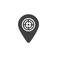 GPS targeting point vector icon. filled flat sign for mobile concept and web design. Navigation target pin glyph icon. Symbol, logo illustration. Vector graphics