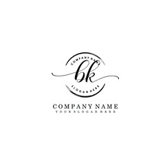 BK Initial handwriting logo template vector
