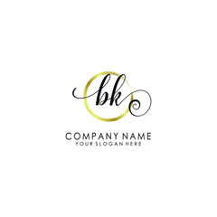 BK Initial handwriting logo template vector
