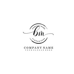 BM Initial handwriting logo template vector
