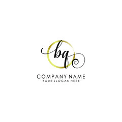 BQ Initial handwriting logo template vector
