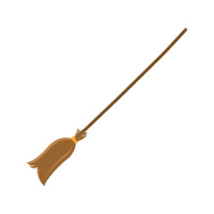 Brown broom with long wooden handle