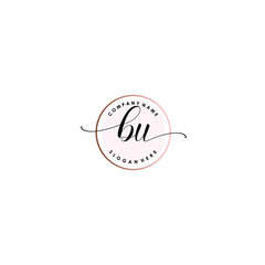 BU Initial handwriting logo template vector
