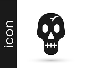 Black Skull icon isolated on white background. Happy Halloween party. Vector.