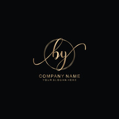 BY Initial handwriting logo template vector
