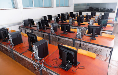 Multimedia classroom with computers. High quality photo
