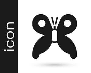 Black Butterfly icon isolated on white background. Vector.