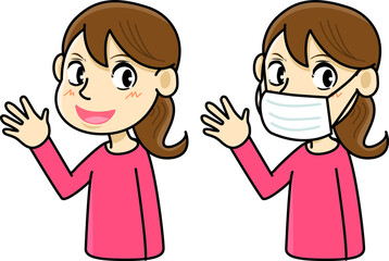 こちらに手を振る女性