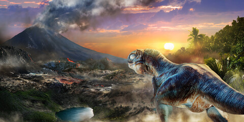 Naklejka premium Trex as Tyrannosaurus rex in new dinosaurs age