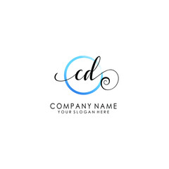 CD Initial handwriting logo template vector
