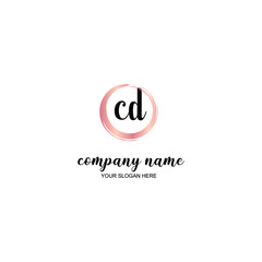 CD Initial handwriting logo template vector
