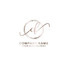 CF Initial handwriting logo template vector

