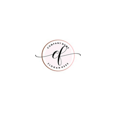 CF Initial handwriting logo template vector
