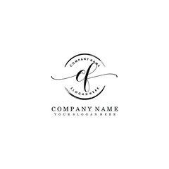 CF Initial handwriting logo template vector
