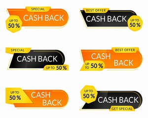 Collection of colorful cashback labels