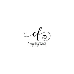CF Initial handwriting logo template vector

