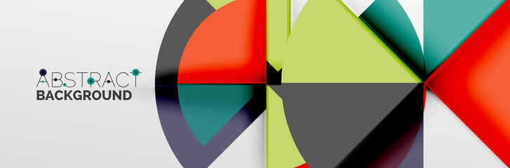 Obraz premium Bright color circles, abstract round shapes and triangles composition with shadow effects. Vector modern geometric design template