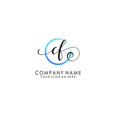 CF Initial handwriting logo template vector
