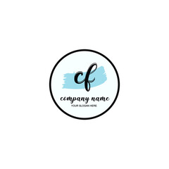 CF Initial handwriting logo template vector
