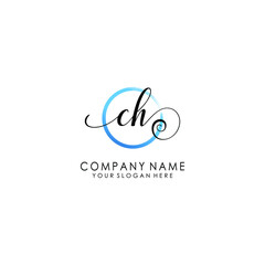 CH Initial handwriting logo template vector

