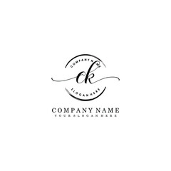 CK Initial handwriting logo template vector