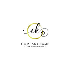 CK Initial handwriting logo template vector